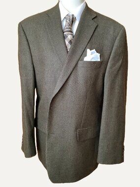 Lauren Ralph Lauren 100% Wool Brown Textured Blazer 44R Two Button Jacket